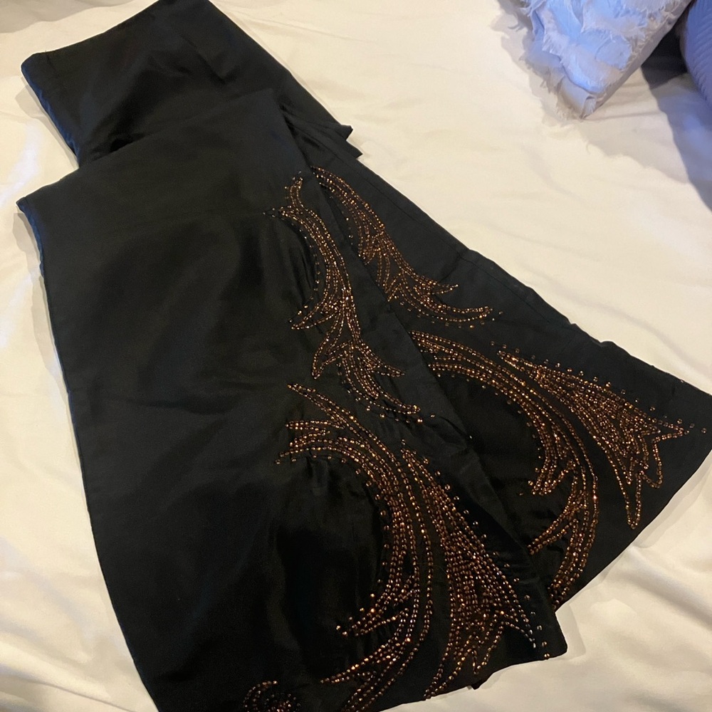 Black, wide leg, French Connection pants, with sequins on the sides. Size 10.